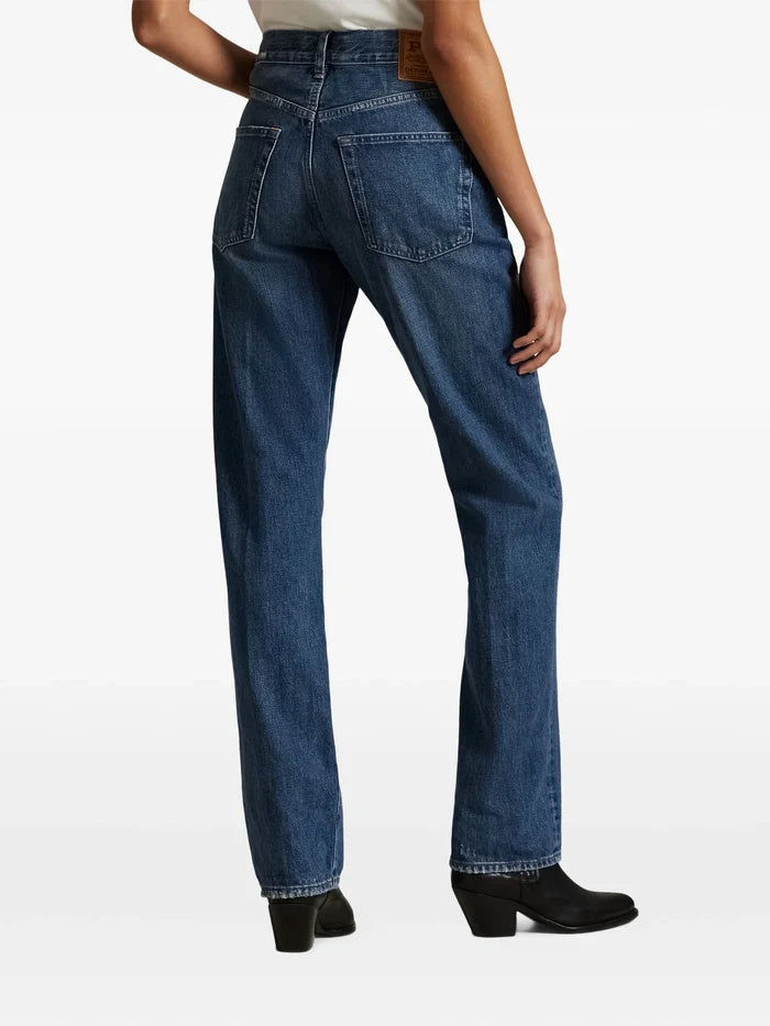 RALPH LAUREN WOMEN High-Rise Relaxed Straight Jeans Blue - MAISONDEFASHION.COM