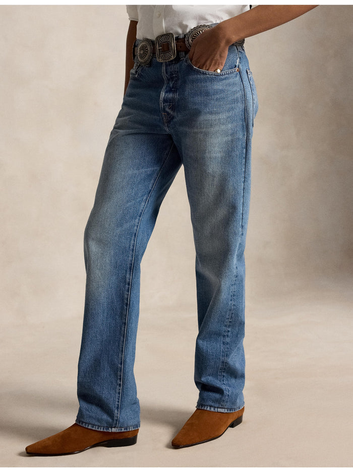 RALPH LAUREN WOMEN High-Rise Relaxed Straight Jeans Lebec Wash