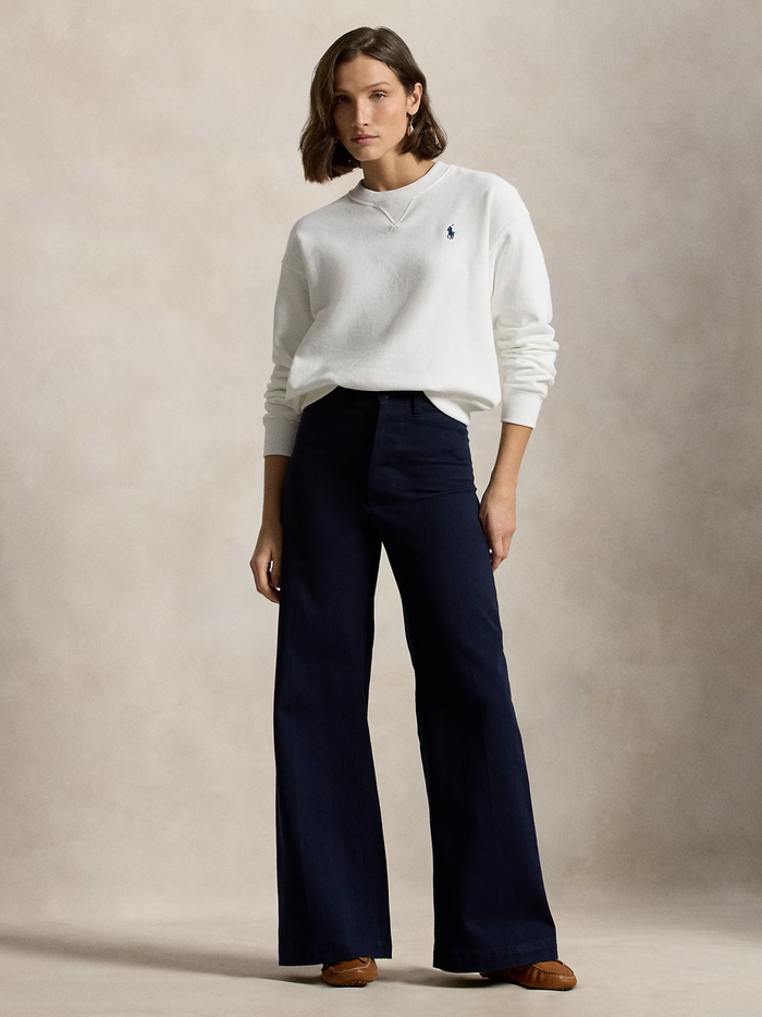 RALPH LAUREN WOMEN Lightweight Fleece Crewneck White