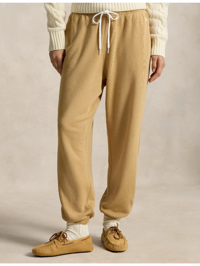 RALPH LAUREN WOMEN Lightweight Fleece Drawstring Sweatpants Classic Camel