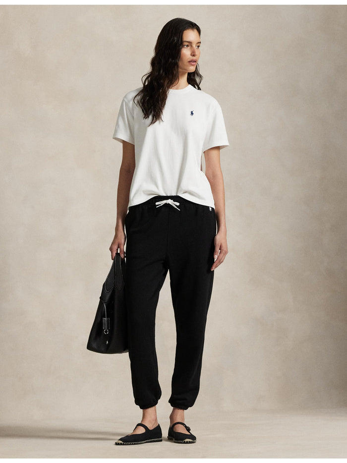 RALPH LAUREN WOMEN Lightweight Fleece Drawstring Sweatpants Polo Black