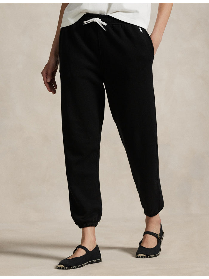 RALPH LAUREN WOMEN Lightweight Fleece Drawstring Sweatpants Polo Black