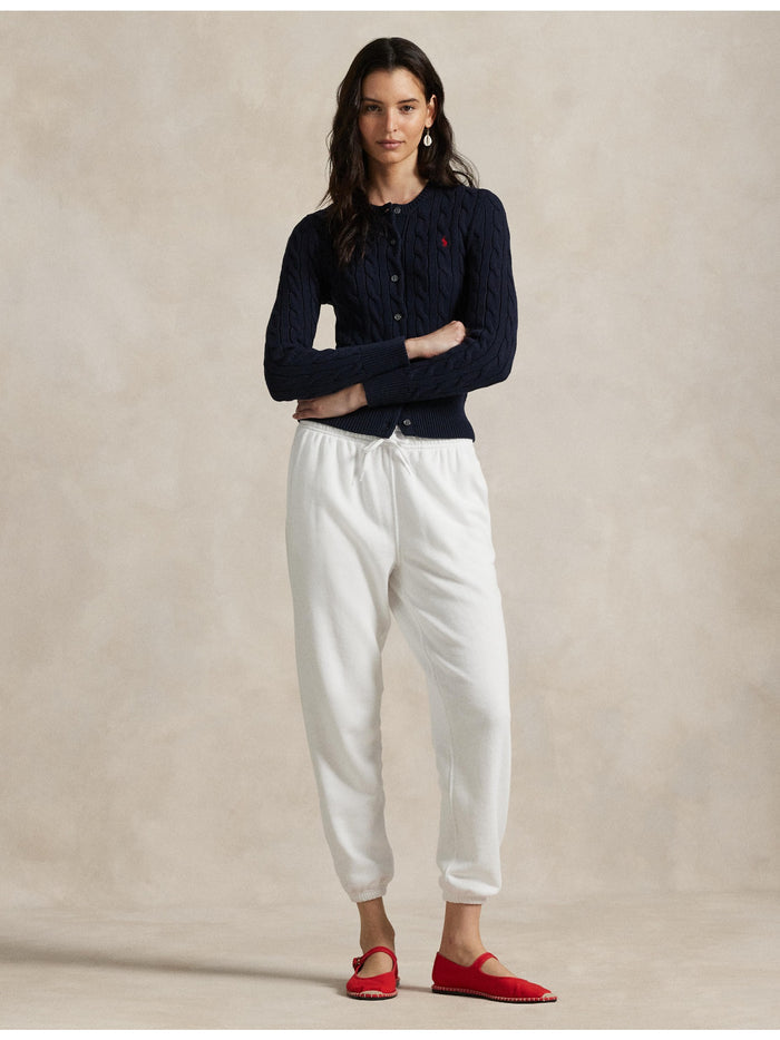 RALPH LAUREN WOMEN Lightweight Fleece Drawstring Sweatpants White