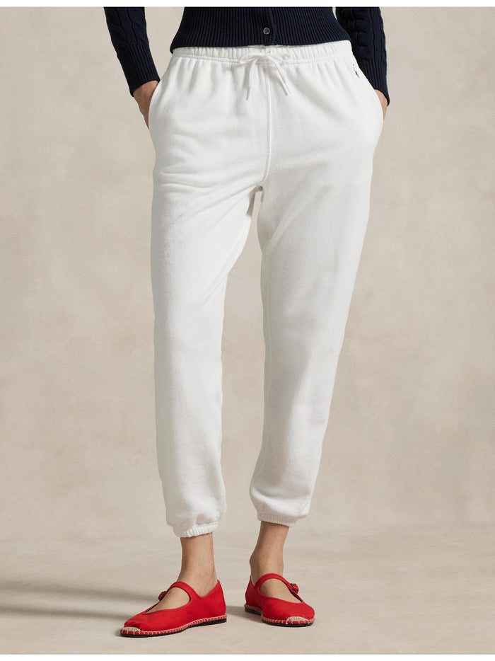 RALPH LAUREN WOMEN Lightweight Fleece Drawstring Sweatpants White