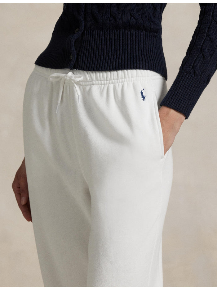 RALPH LAUREN WOMEN Lightweight Fleece Drawstring Sweatpants White
