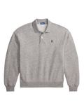 RALPH LAUREN WOMEN Lightweight Fleece Long-Sleeve Polo Dark Vintage Heather