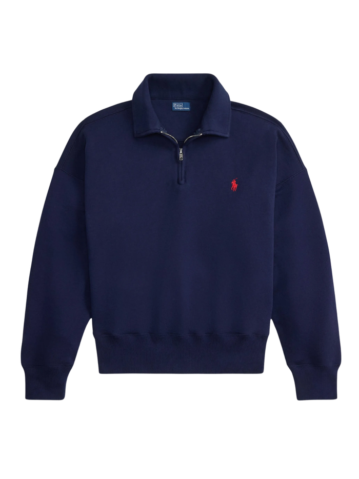 RALPH LAUREN WOMEN Lightweight Fleece Quarter-Zip Cruise Navy