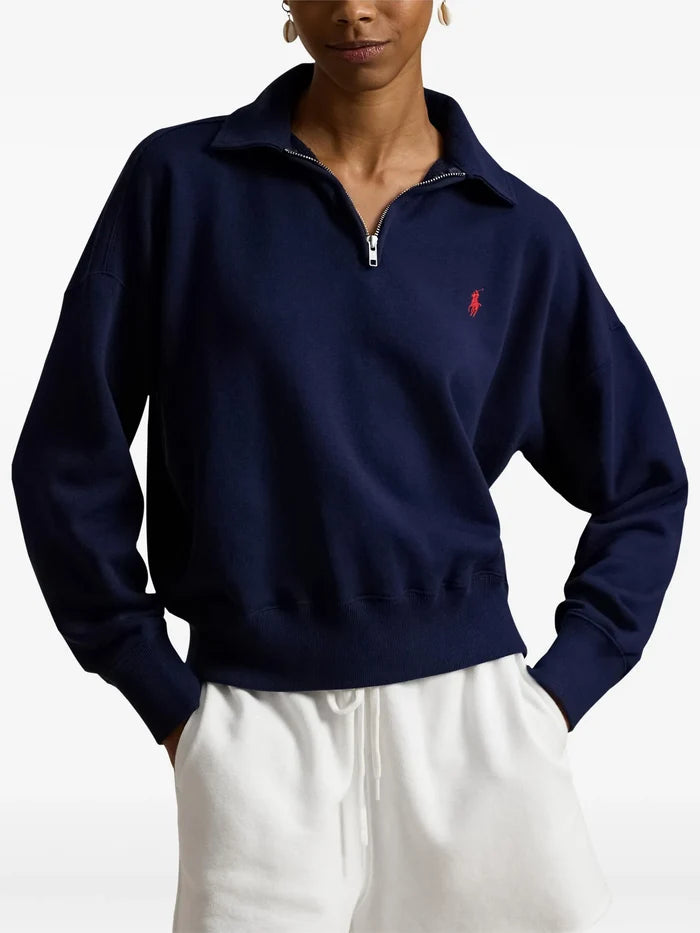 RALPH LAUREN WOMEN Lightweight Fleece Quarter-Zip Cruise Navy