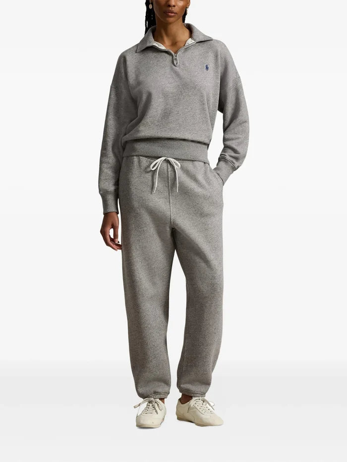 RALPH LAUREN WOMEN Lightweight Fleece Quarter-Zip Dark Vintage Heather