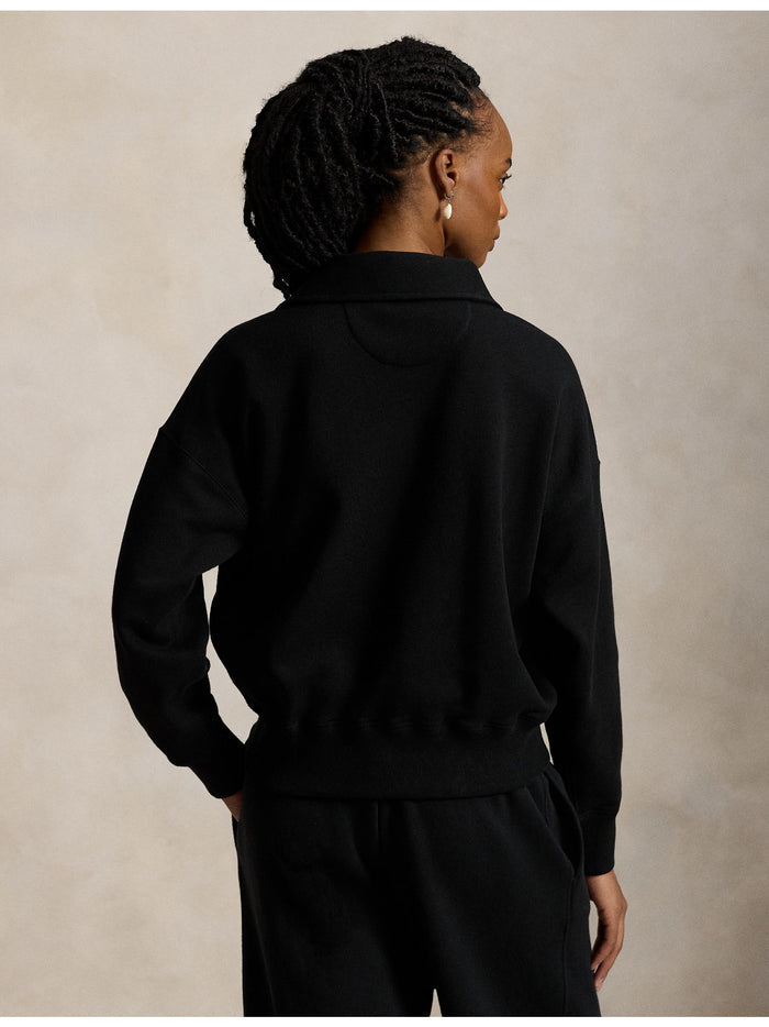 RALPH LAUREN WOMEN Lightweight Fleece Quarter-Zip Polo Black
