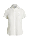 RALPH LAUREN WOMEN Linen Short-Sleeve Shirt Classic Oxford White
