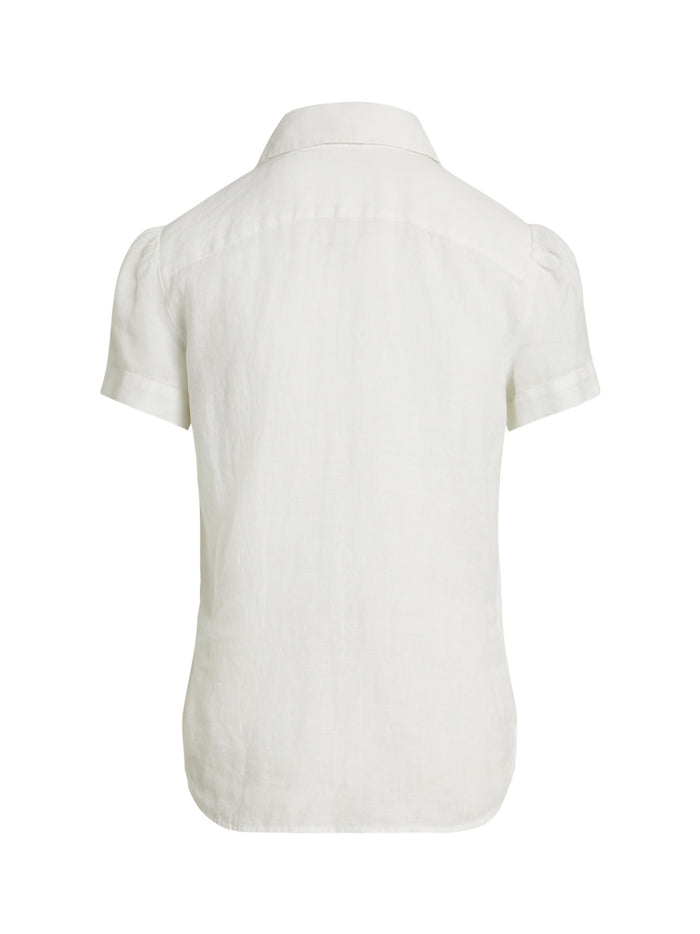 RALPH LAUREN WOMEN Linen Short-Sleeve Shirt Classic Oxford White
