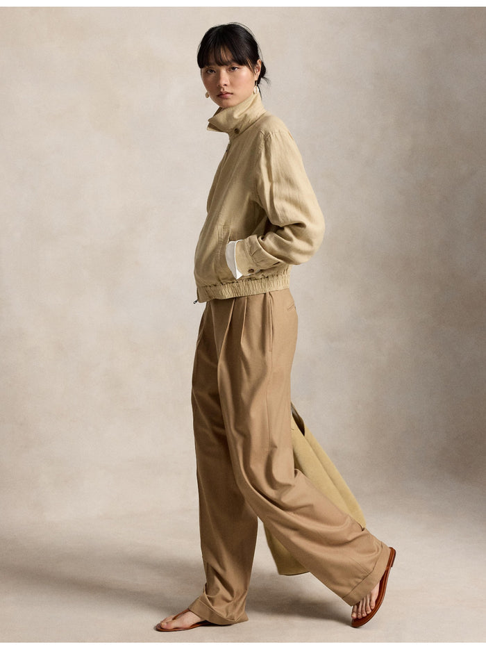 RALPH LAUREN WOMEN Linen Windbreaker Tan