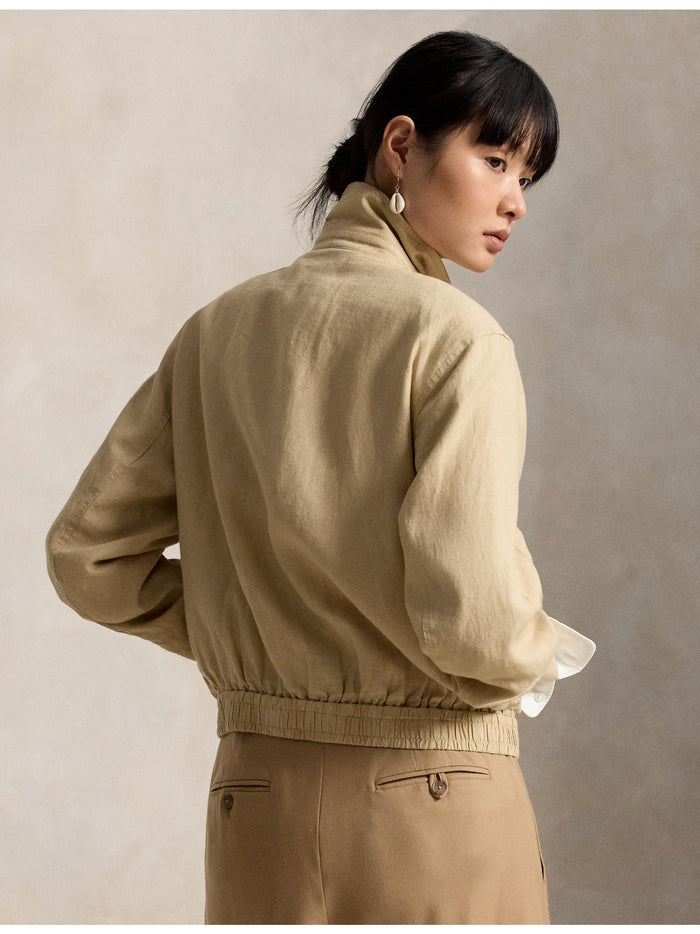 RALPH LAUREN WOMEN Linen Windbreaker Tan