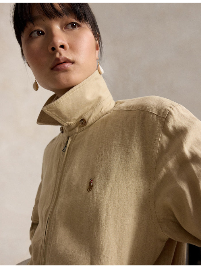 RALPH LAUREN WOMEN Linen Windbreaker Tan