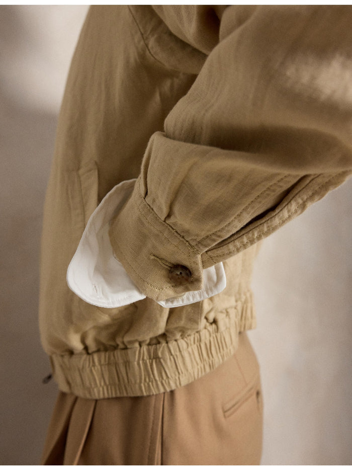 RALPH LAUREN WOMEN Linen Windbreaker Tan