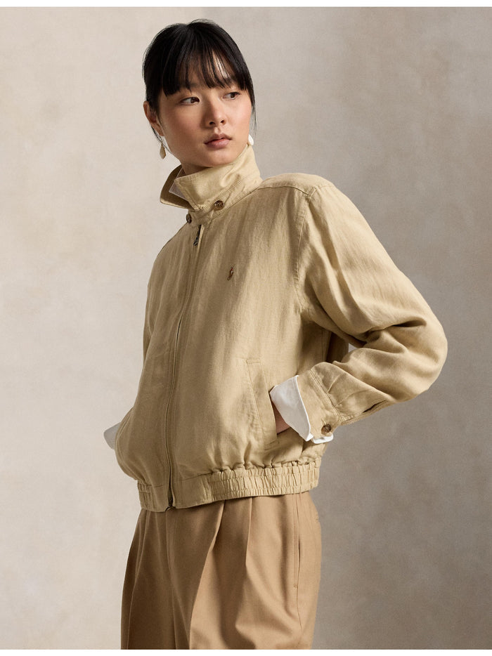 RALPH LAUREN WOMEN Linen Windbreaker Tan