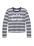 RALPH LAUREN WOMEN Logo Striped Jersey Long-Sleeve Tee Newport Navy/Nevis