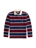 RALPH LAUREN WOMEN Oversize Cotton Rugby Shirt Harvard Wine Multi