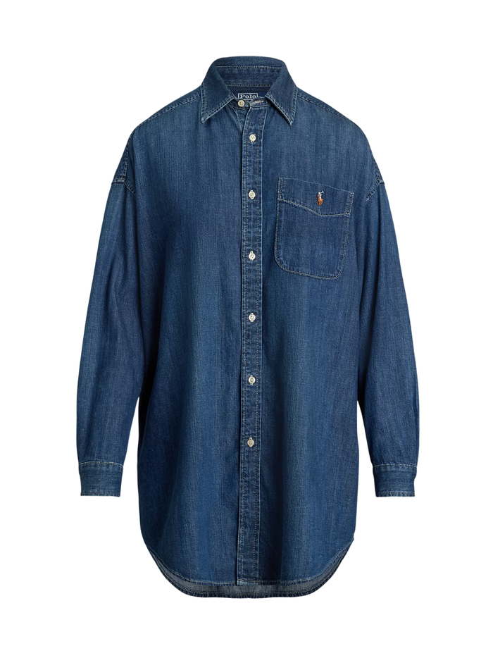 RALPH LAUREN WOMEN Oversize Fit Denim Shirt Remy Wash