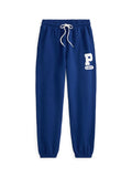 RALPH LAUREN WOMEN “P” Logo Slub Fleece Sweatpants Fall Royal