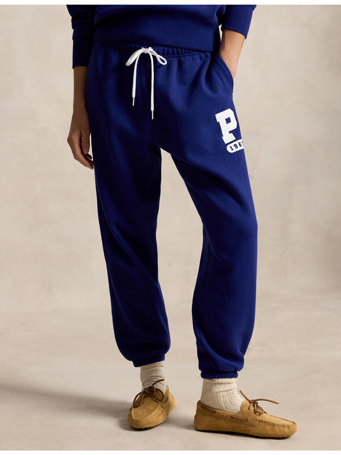 RALPH LAUREN WOMEN “P” Logo Slub Fleece Sweatpants Fall Royal