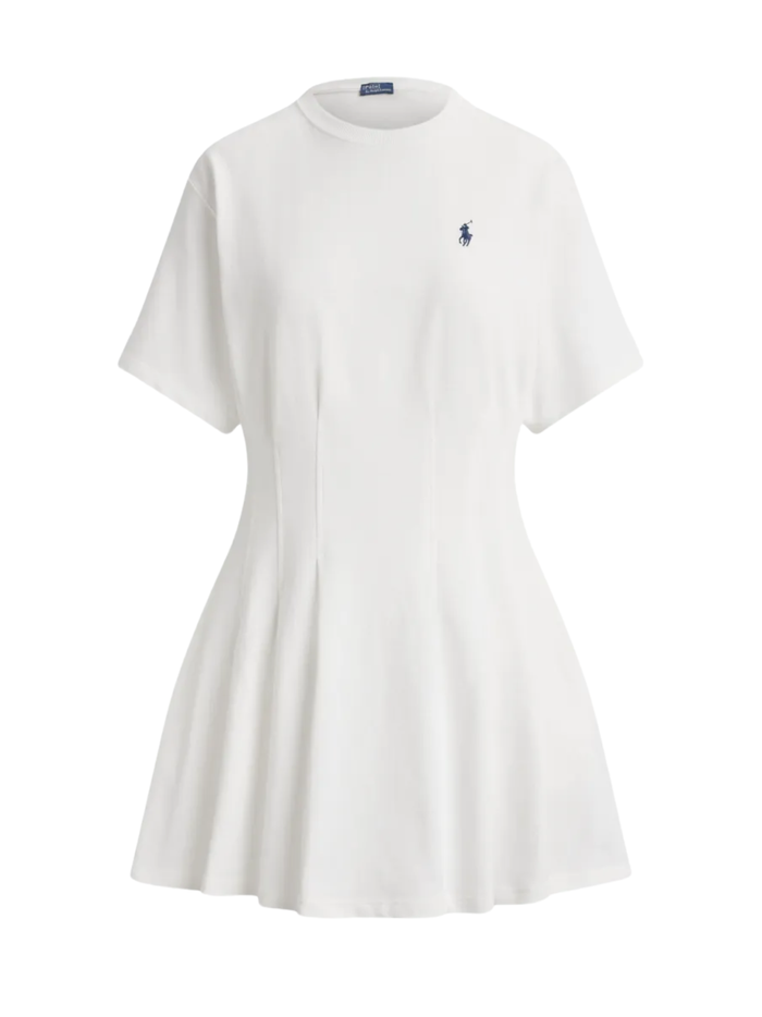 RALPH LAUREN WOMEN Pleated Cotton Jersey Dress White