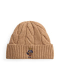 RALPH LAUREN WOMEN Polo Bear Cable Wool-Blend Beanie Classic Camel