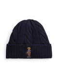 RALPH LAUREN WOMEN Polo Bear Cable Wool-Blend Beanie Navy