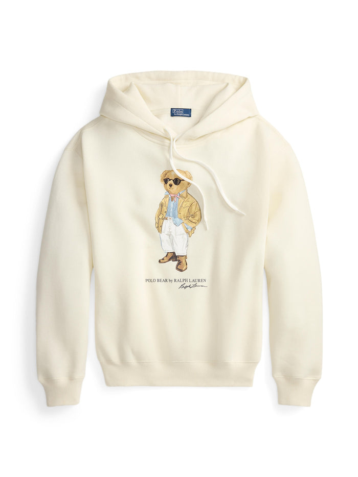 RALPH LAUREN WOMEN Polo Bear Fleece Hoodie Parchment Cream