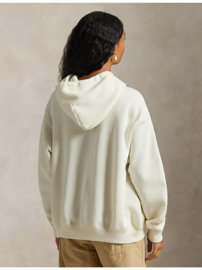 RALPH LAUREN WOMEN Polo Bear Fleece Hoodie Parchment Cream