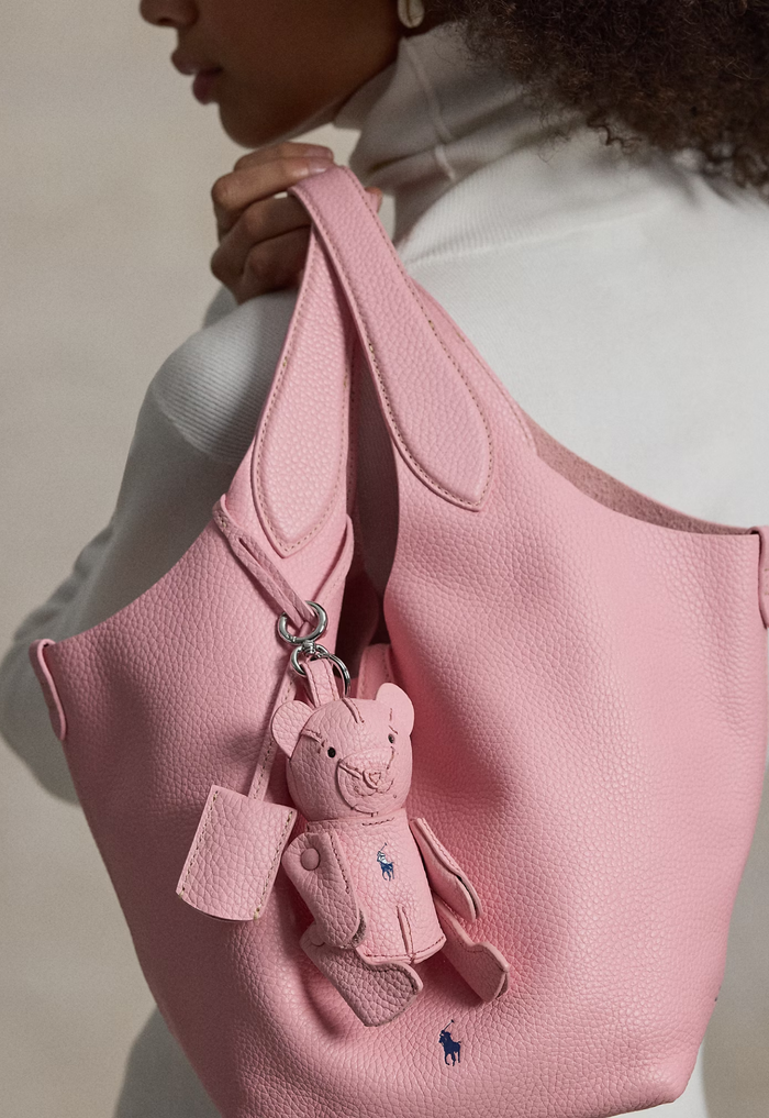 RALPH LAUREN WOMENS Polo Bear Leather Bag Charm Cotton Candy - MAISONDEFASHION.COM