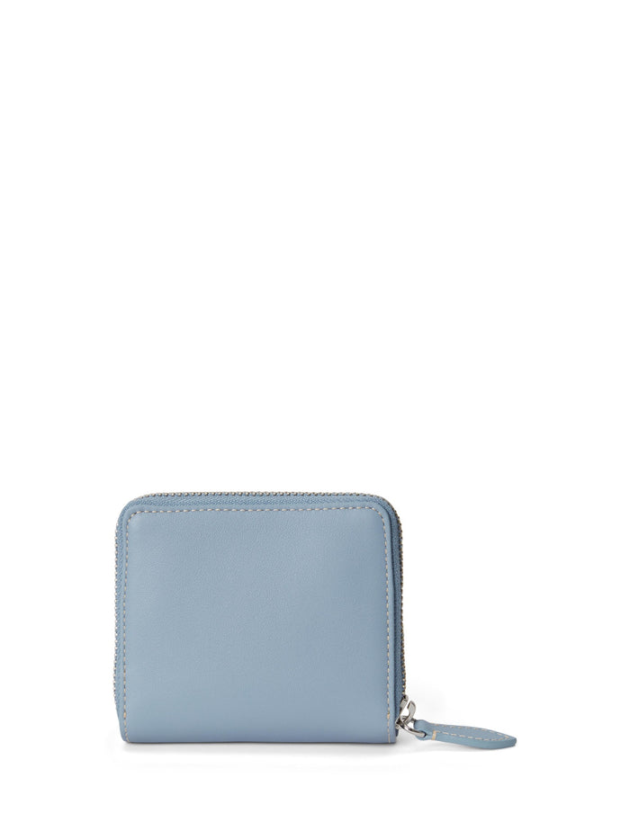 RALPH LAUREN WOMEN Polo Bear Leather Compact Wallet Faded Denim