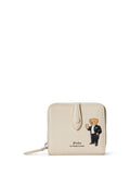RALPH LAUREN WOMEN Polo Bear Leather Compact Wallet Ivory
