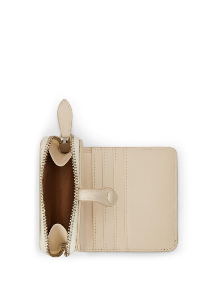 RALPH LAUREN WOMEN Polo Bear Leather Compact Wallet Ivory