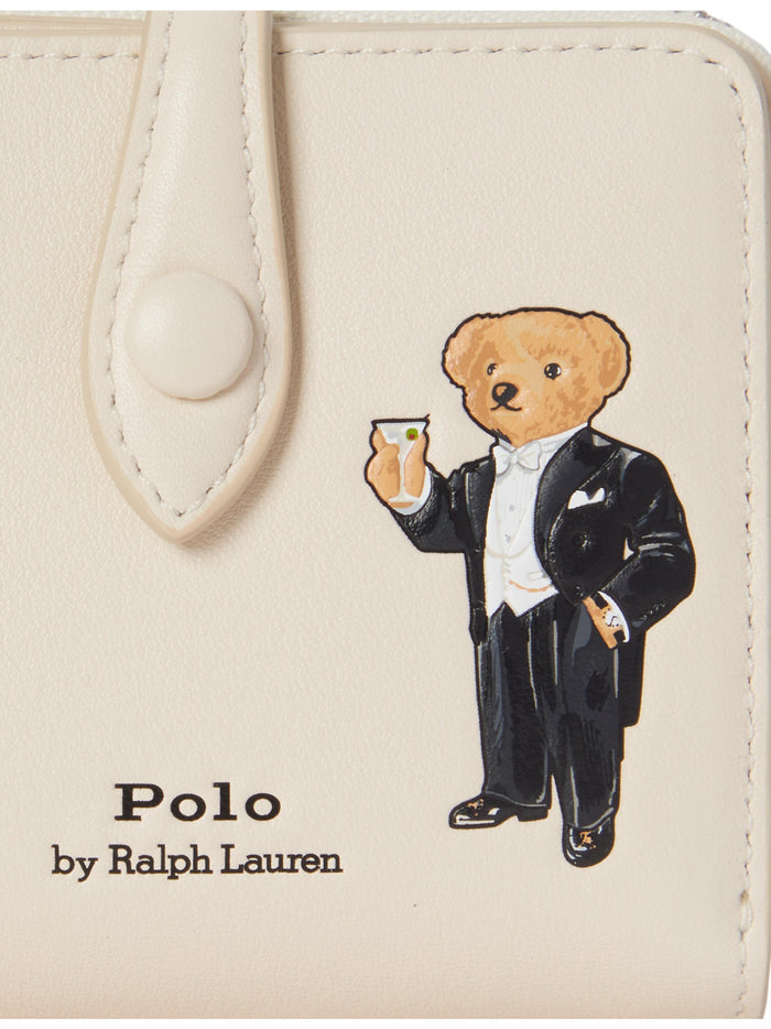RALPH LAUREN WOMEN Polo Bear Leather Compact Wallet Ivory
