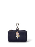 RALPH LAUREN WOMEN Polo Bear Leather Cylinder Coin Pouch Newport Navy
