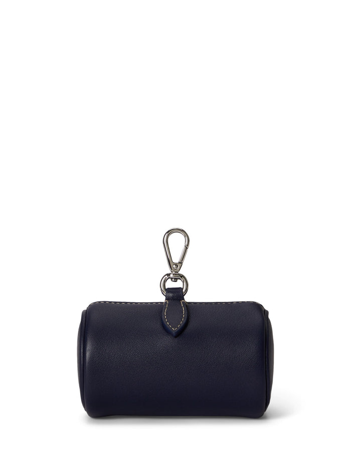 RALPH LAUREN WOMEN Polo Bear Leather Cylinder Coin Pouch Newport Navy
