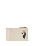 RALPH LAUREN WOMEN Polo Bear Leather Zip Card Case Ivory