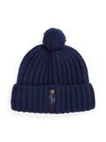 RALPH LAUREN WOMEN Polo Bear Rib Pom-Pom Beanie Hunter Navy