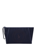 RALPH LAUREN WOMEN Polo Play Logo Canvas Zip Wallet Pouch Newport Navy