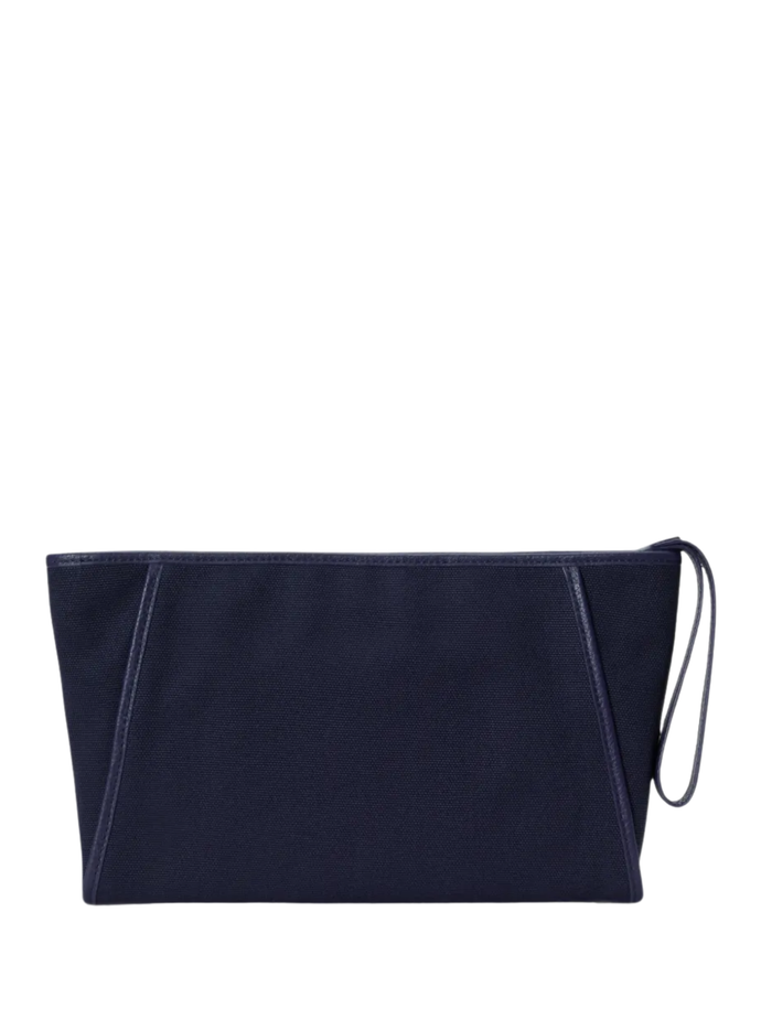 RALPH LAUREN WOMEN Polo Play Logo Canvas Zip Wallet Pouch Newport Navy