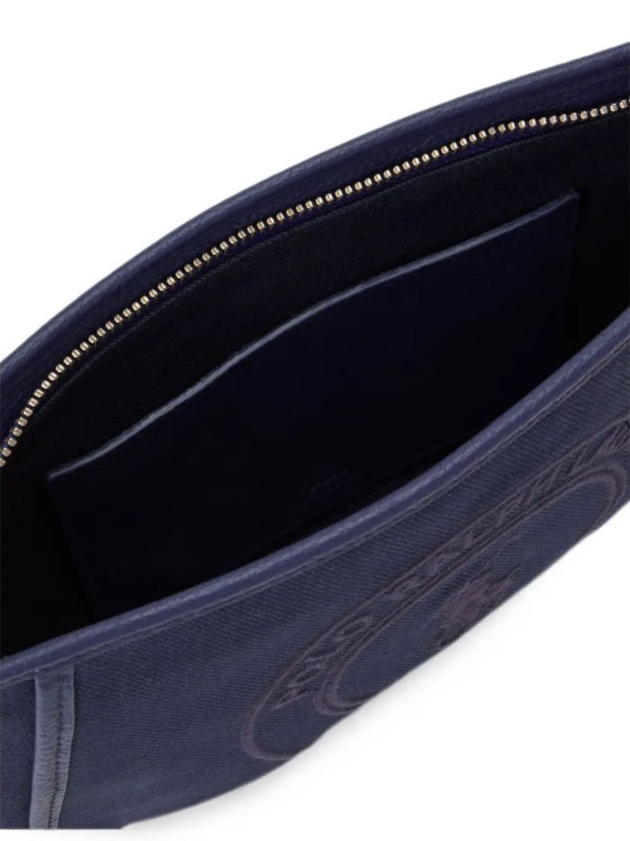 RALPH LAUREN WOMEN Polo Play Logo Canvas Zip Wallet Pouch Newport Navy