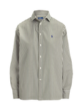 RALPH LAUREN WOMEN Relaxed Fit Striped Cotton Shirt Green/White