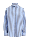 RALPH LAUREN WOMEN Relaxed Fit Striped Cotton Shirt Light Blue/White Multi