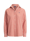 RALPH LAUREN WOMEN Relaxed Fit Striped Cotton Shirt Orange/White
