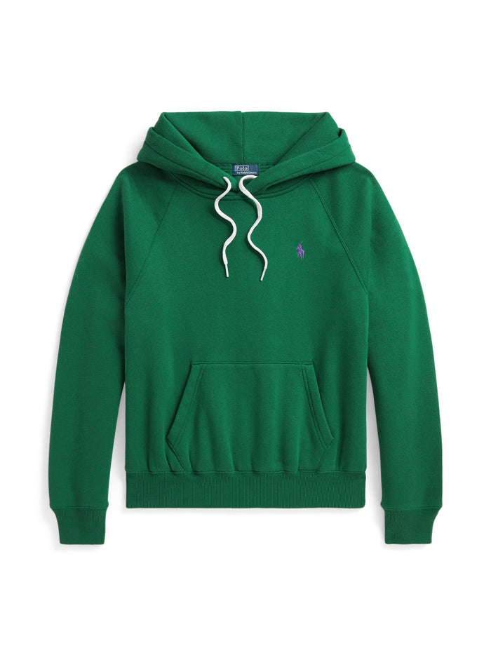 RALPH LAUREN WOMEN Shrunken Fit Fleece Hoodie Bush Green