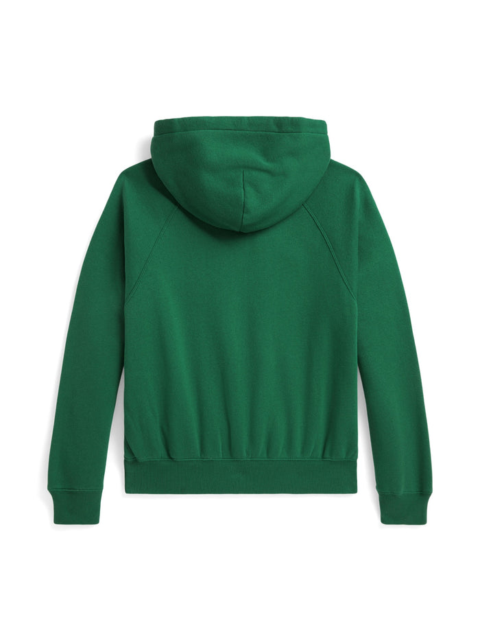 RALPH LAUREN WOMEN Shrunken Fit Fleece Hoodie Bush Green