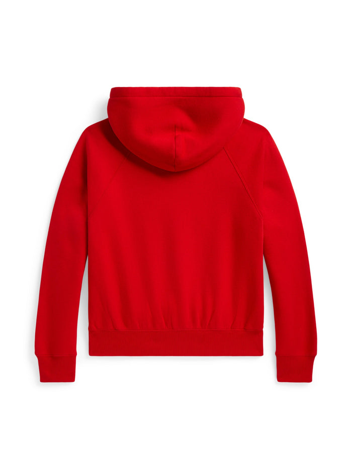RALPH LAUREN WOMEN Shrunken Fit Fleece Hoodie Very Red