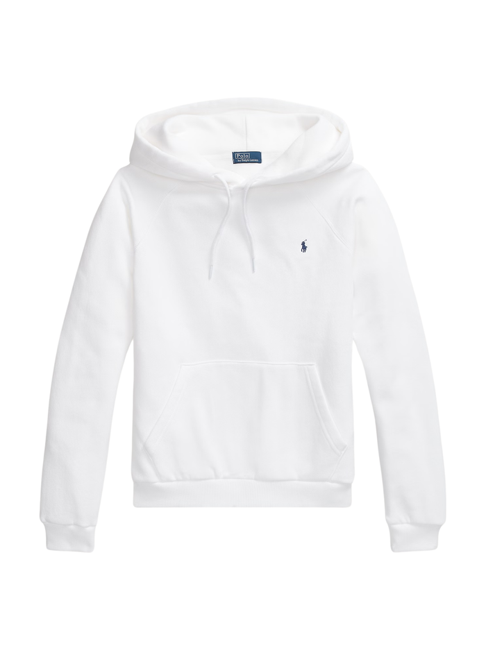 RALPH LAUREN WOMEN Shrunken Fit Fleece Hoodie White - MAISONDEFASHION.COM
